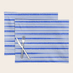 Watercolor Striped Pattern Royal Blue Light Blue White Placemat Gallery Image 1