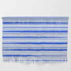 Watercolor Striped Pattern Royal Blue Light Blue White Wall Hanging Gallery Image 1