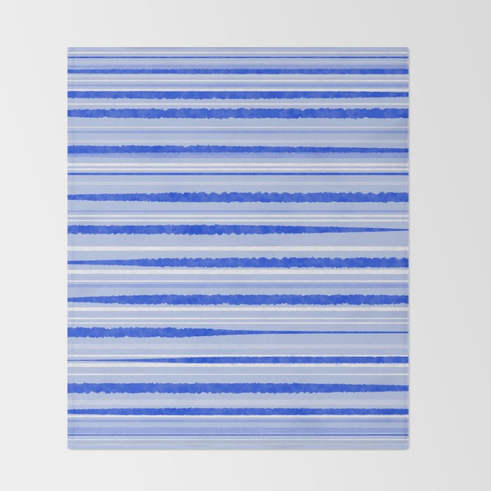 Watercolor Striped Pattern Royal Blue Light Blue White Throw Blanket Gallery Image 2