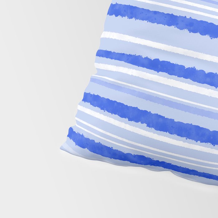 Watercolor Striped Pattern Royal Blue Light Blue White Pillow Sham Gallery Image 4