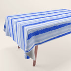 Watercolor Striped Pattern Royal Blue Light Blue White Tablecloth Gallery Image 1