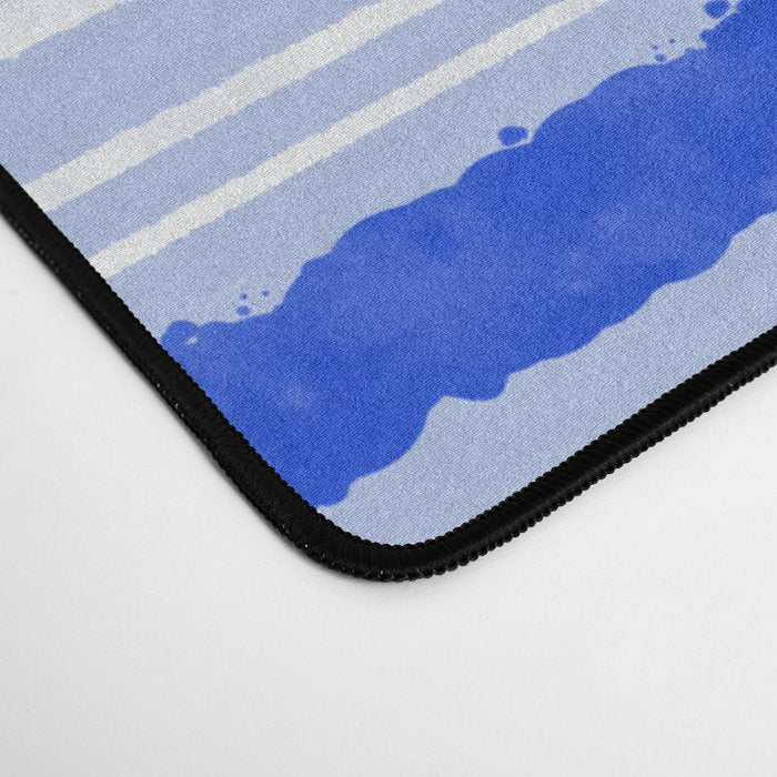 Watercolor Striped Pattern Royal Blue Light Blue White Desk Mat Gallery Image 4