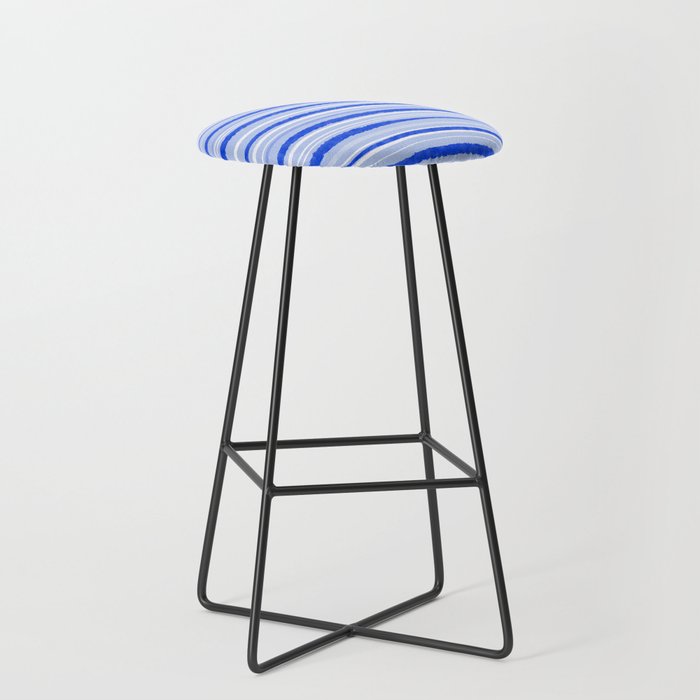 Watercolor Striped Pattern Royal Blue Light Blue White Stool Gallery Image 1