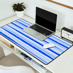 Watercolor Striped Pattern Royal Blue Light Blue White Desk Mat Gallery Image 2