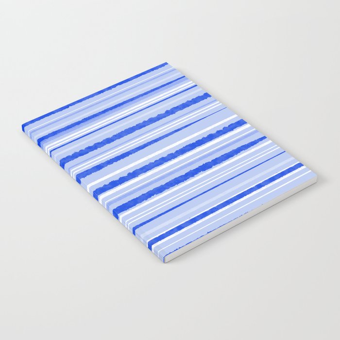 Watercolor Striped Pattern Royal Blue Light Blue White Notebook