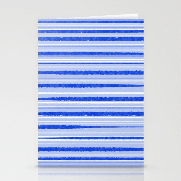 Watercolor Striped Pattern Royal Blue Light Blue White Stationery Card Gallery Image 1