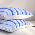 Watercolor Striped Pattern Royal Blue Light Blue White Pillow Sham Gallery Image 3