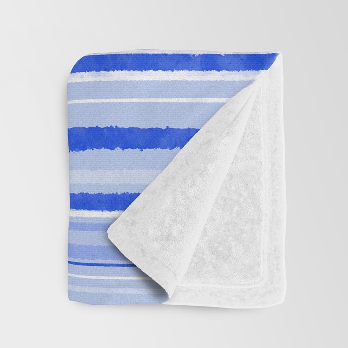 Watercolor Striped Pattern Royal Blue Light Blue White Throw Blanket Gallery Image 3
