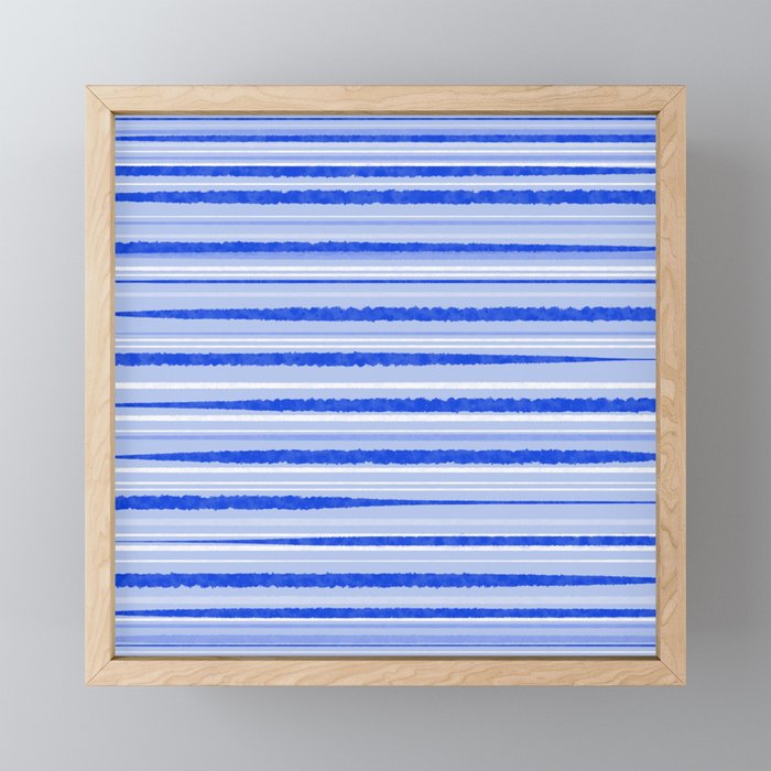 Watercolor Striped Pattern Royal Blue Light Blue White Mini Art Print Gallery Image 1