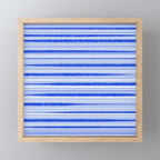 Watercolor Striped Pattern Royal Blue Light Blue White Mini Art Print Gallery Image 1