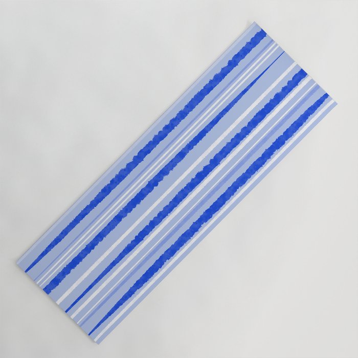 Watercolor Striped Pattern Royal Blue Light Blue White Yoga Mat Gallery Image 1