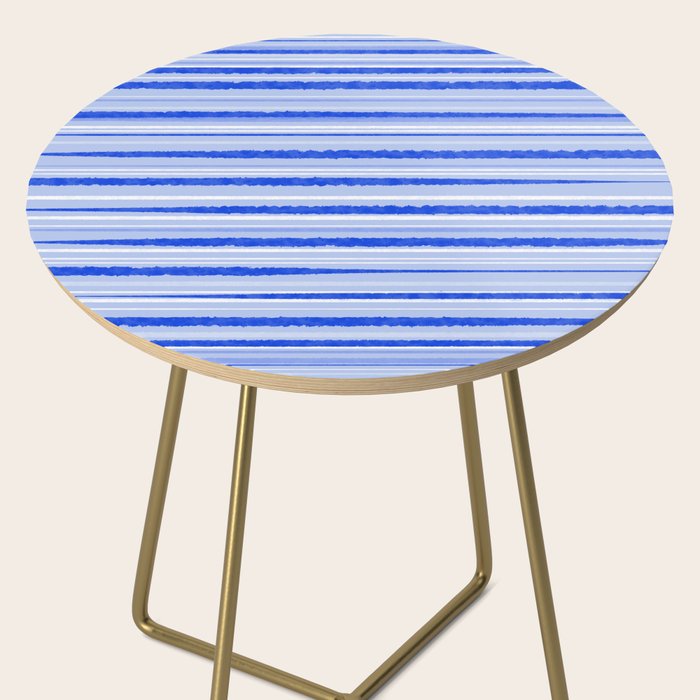 Watercolor Striped Pattern Royal Blue Light Blue White Side Table Gallery Image 2