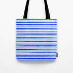 Watercolor Striped Pattern Royal Blue Light Blue White Tote Bag Gallery Image 1