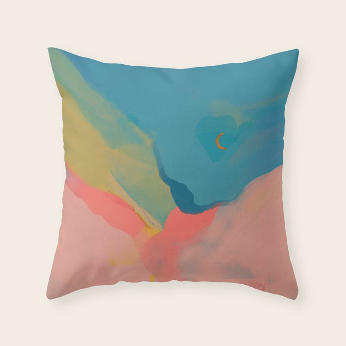 Moon Light On Rainbow Pastel | Night Sky Texture Design Throw Pillow Gallery Image 6