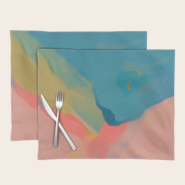Moon Light On Rainbow Pastel | Night Sky Texture Design Placemat Gallery Image 1