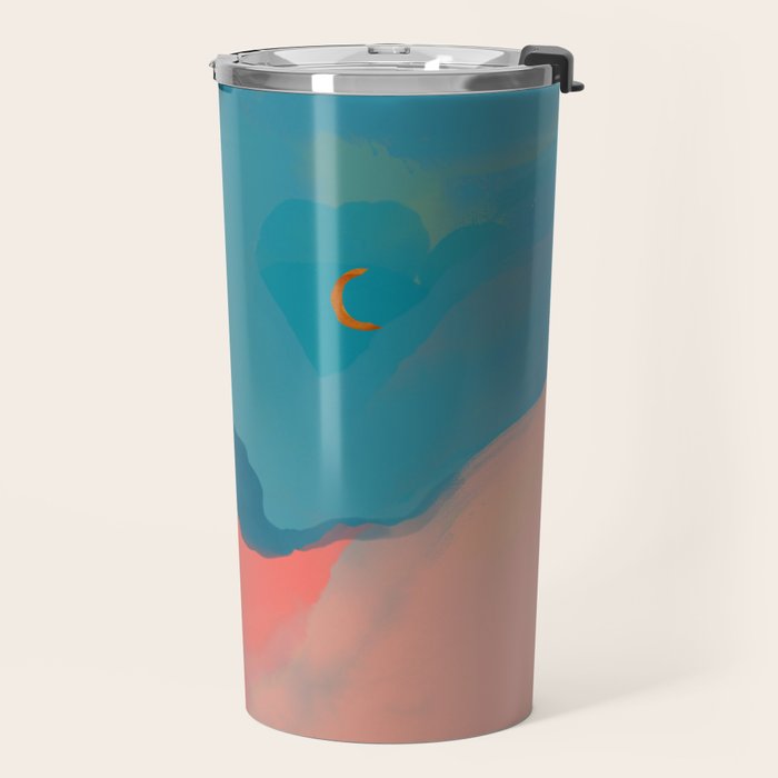 Moon Light On Rainbow Pastel | Night Sky Texture Design Travel Mug Gallery Image 2