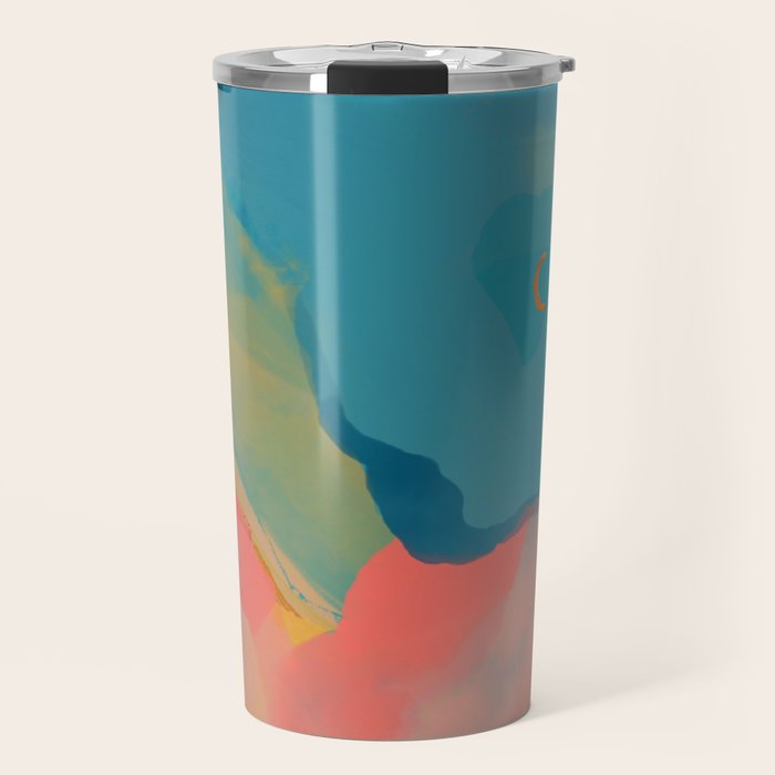 Moon Light On Rainbow Pastel | Night Sky Texture Design Travel Mug Gallery Image 1