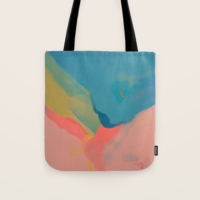 Moon Light On Rainbow Pastel | Night Sky Texture Design Tote Bag Gallery Image 1