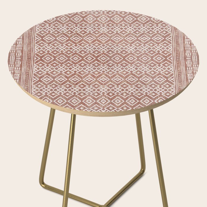 Terracotta boho geo mud cloth  Side Table Gallery Image 2