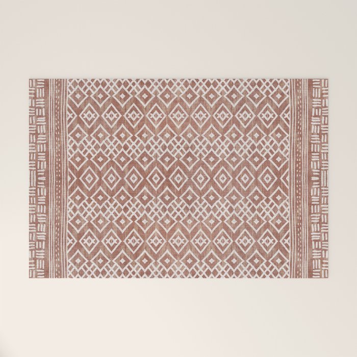 Terracotta boho geo mud cloth  Welcome Mat Gallery Image 1