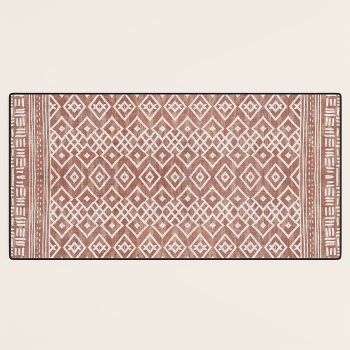 Terracotta boho geo mud cloth  Desk Mat Gallery Image 3