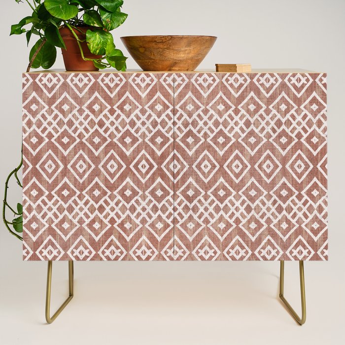 Terracotta boho geo mud cloth  Credenza Gallery Image 1