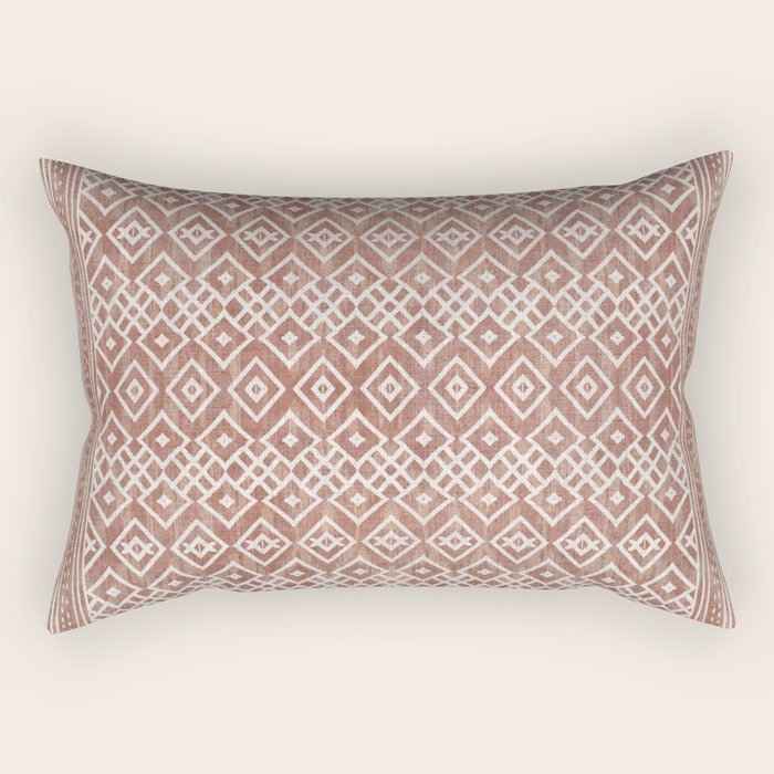 Terracotta boho geo mud cloth  Rectangular Pillow Gallery Image 1