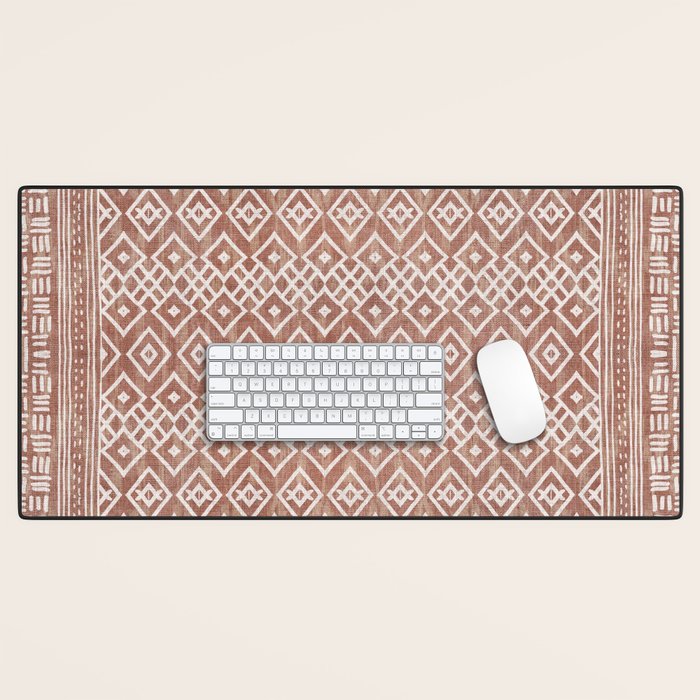 Terracotta boho geo mud cloth  Desk Mat Gallery Image 1