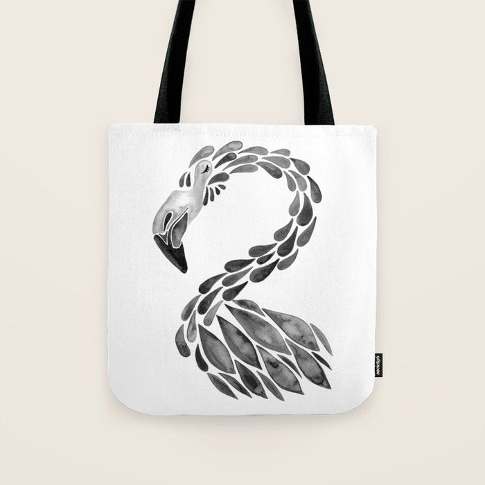 Miami Flamingo - Black Ink Tote Bag Gallery Image 1