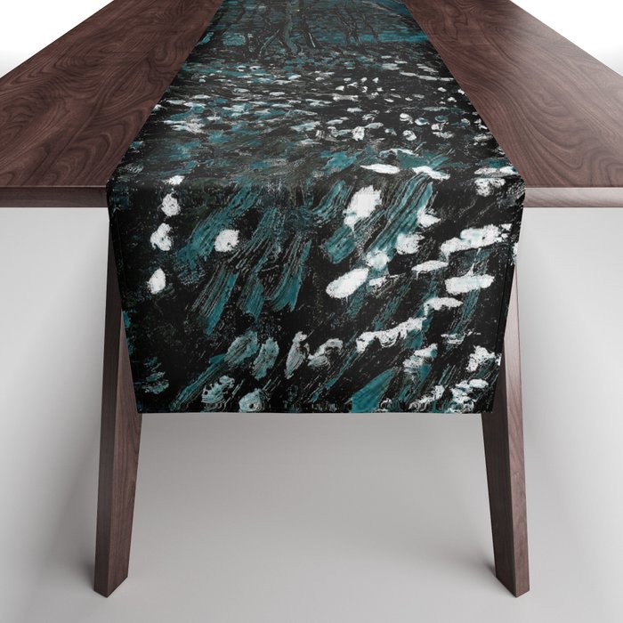 Dark Teal Van Gogh Trees & Underwood Table Runner Gallery Image 1