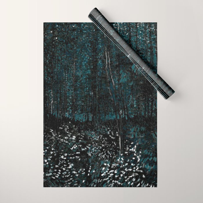 Dark Teal Van Gogh Trees & Underwood Wrapping Paper Gallery Image 1