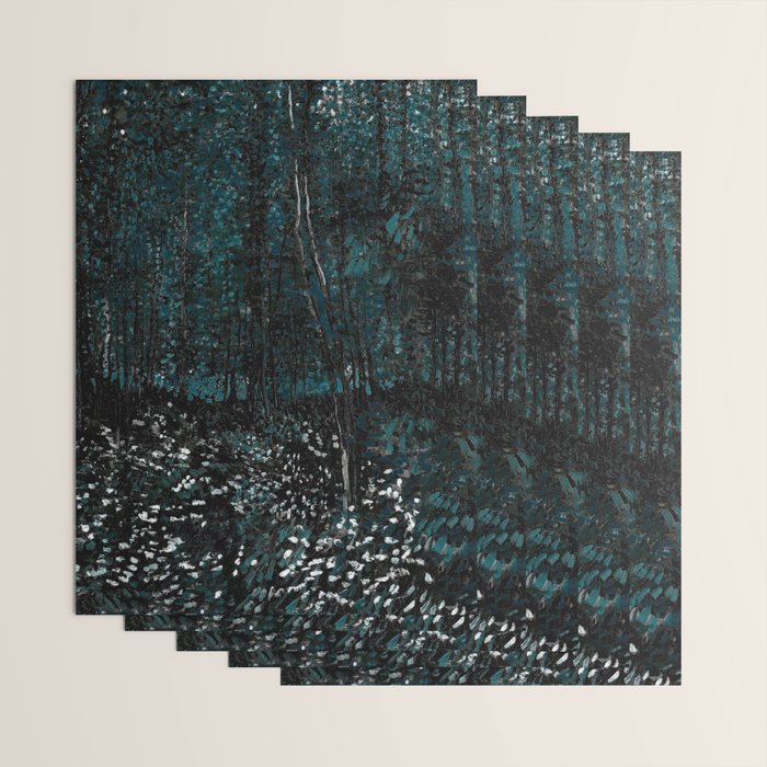 Dark Teal Van Gogh Trees & Underwood Wrapping Paper Gallery Image 3