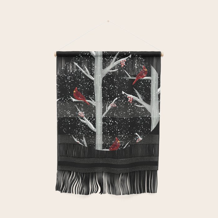 Red Cardinal Bird In The Winter Forest Wall Hanging Gallery Image 1
