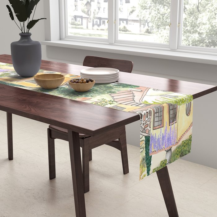 Tuscan villas watercolor Table Runner Gallery Image 2