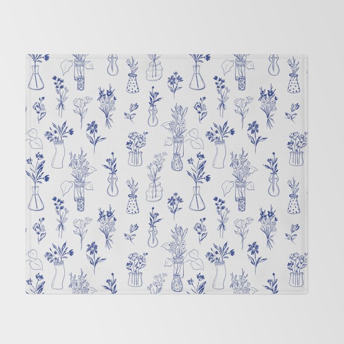 Simple Still Life with Flowers and Vases Throw Blanket Gallery Image 2