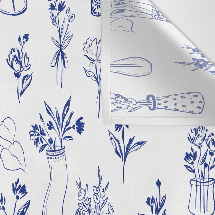 Simple Still Life with Flowers and Vases Wall Tapestry Gallery Image 3