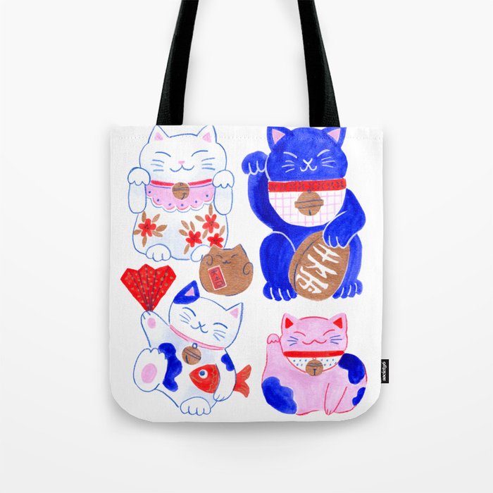 Maneki Neko Lucky Cats Tote Bag Gallery Image 1