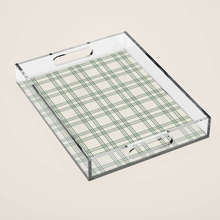Green And Cream Gingham Acrylic Tray Gallery Image 1
