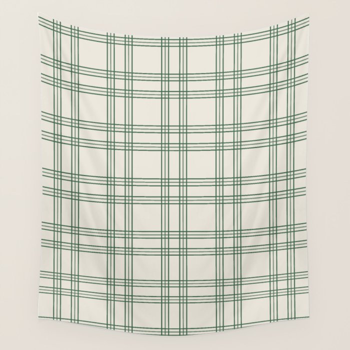 Green And Cream Gingham Wall Tapestry Gallery Image 4