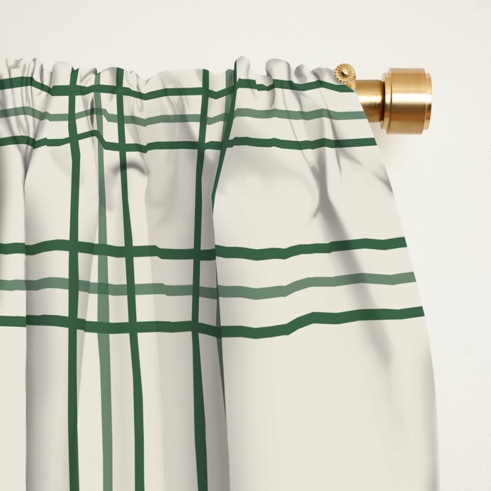 Green And Cream Gingham Window Curtain Gallery Image 2