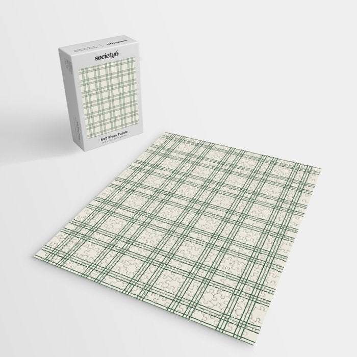 Green And Cream Gingham Jigsaw Puzzle Gallery Image 2