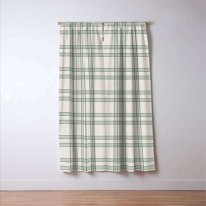 Green And Cream Gingham Window Curtain Gallery Image 3