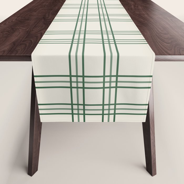Green And Cream Gingham Table Runner Gallery Image 1