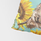 Highland Cow with Sunflowers in Blue Pillow Sham Gallery Image 4