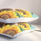 Highland Cow with Sunflowers in Blue Pillow Sham Gallery Image 3