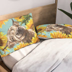 Highland Cow with Sunflowers in Blue Pillow Sham Gallery Image 2