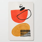 Orbital Fusion Yellow Orange Retro Mid Century Funky Fun Shapes Pattern by Ejaaz Haniff Cutting Board Gallery Image 1
