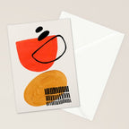 Orbital Fusion Yellow Orange Retro Mid Century Funky Fun Shapes Pattern by Ejaaz Haniff Stationery Card Gallery Image 2
