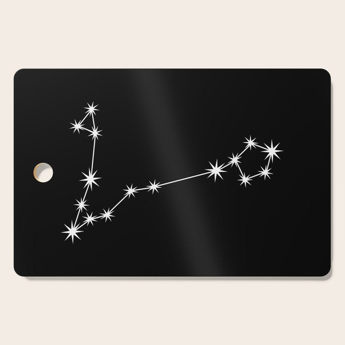 Pisces Zodiac Star Constellation Line Art Black Cutting Board Gallery Image 1