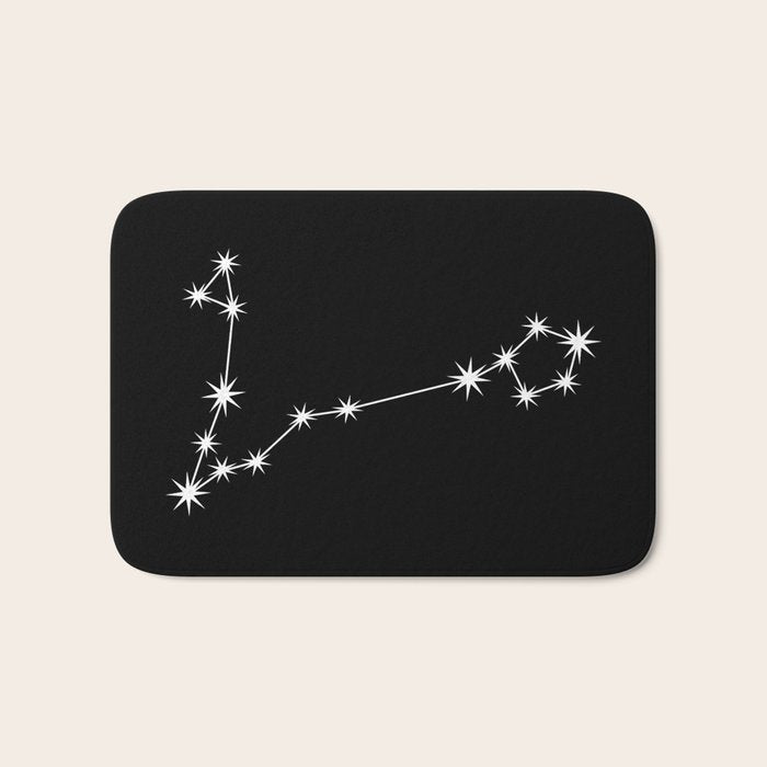 Pisces Zodiac Star Constellation Line Art Black Bath Mat Gallery Image 1
